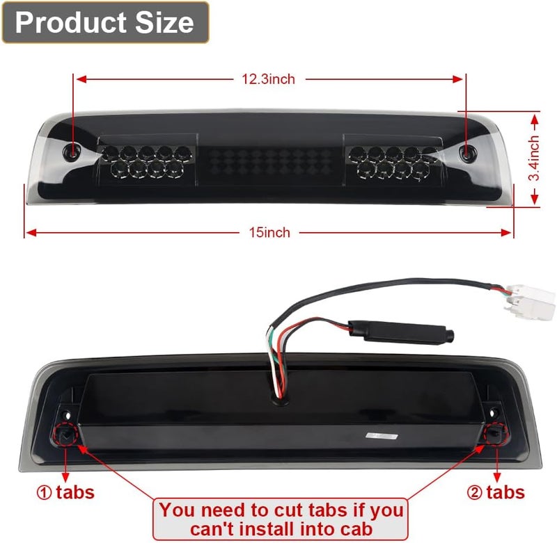 RAVSOFT LED 3rd Third Brake Light Smoked Lens with Seal Gasket For 2009-2018 Dodge Ram 1500 2500 3500 High Mount Stop Lamp Assembly - Image 4